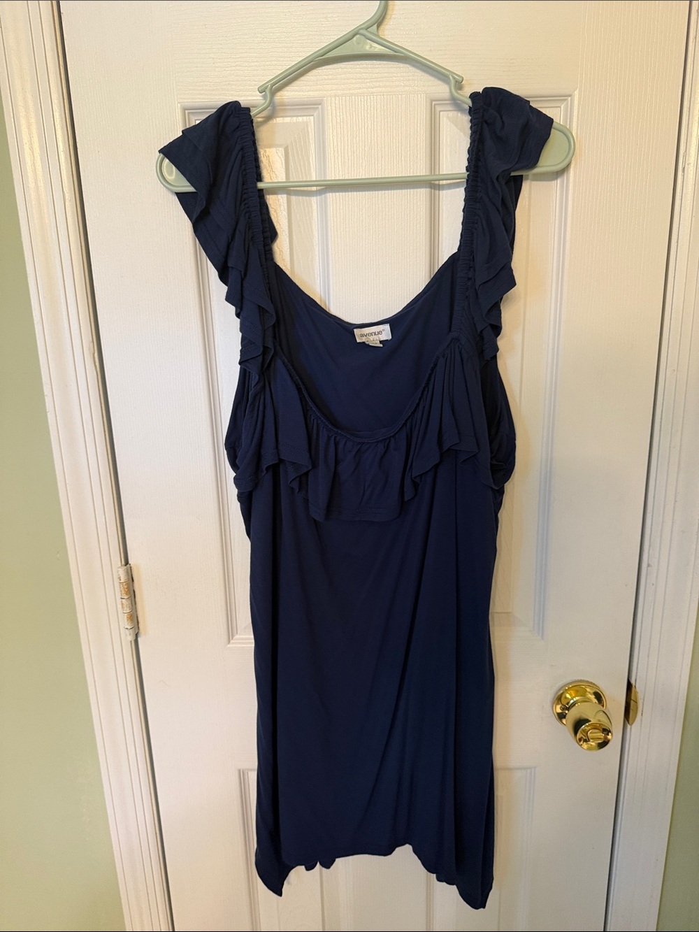 Avenue Navy Ruffle Tank Top